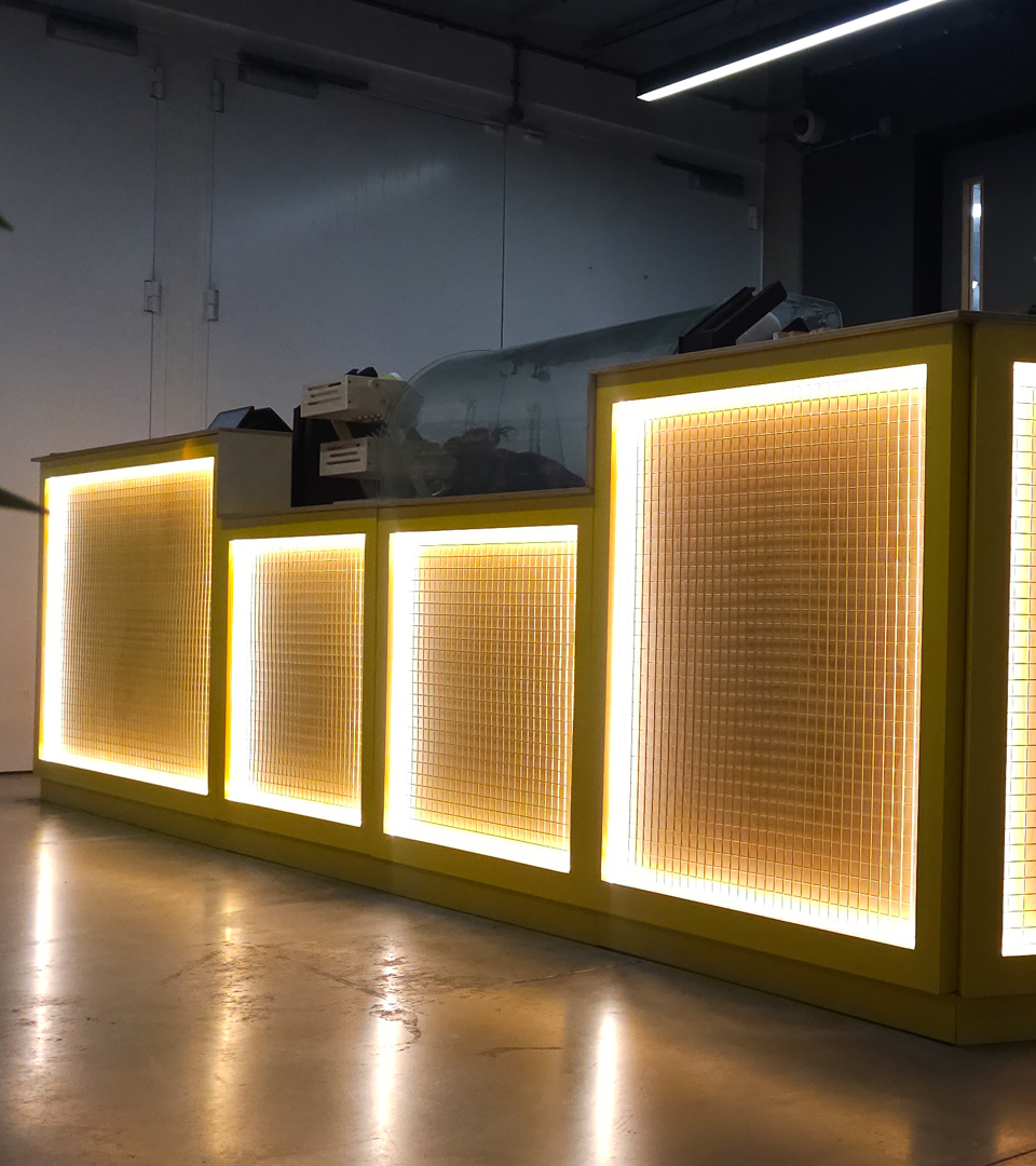 Manchester Met Student Union Cafe Servery with LED Lights