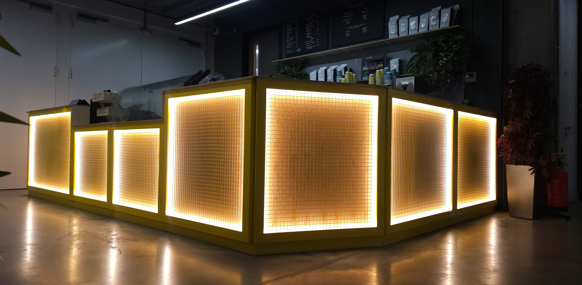 Manchester Met Student Union Cafe Servery with LED Lights